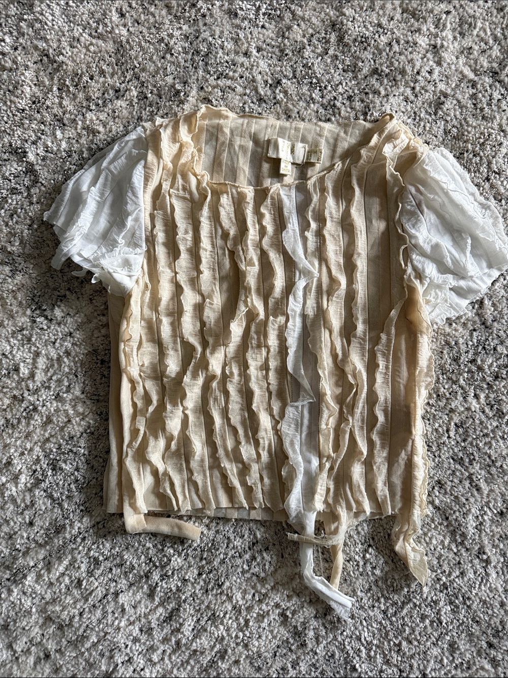 Princess Polly Cream and White Ruffle Panel Blouse